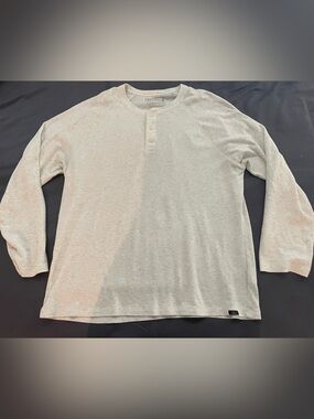 Faherty Men's Light Oatmeal Henley Long Sleeve